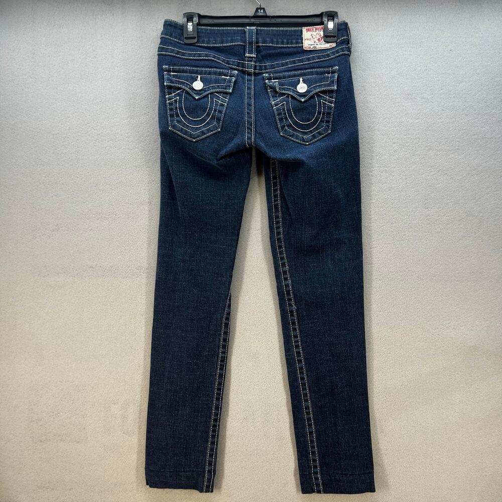 True Religion Jeans Women's 26 (2) Blue Julie Straight Pocket Flap Preppy - Picture 2 of 15